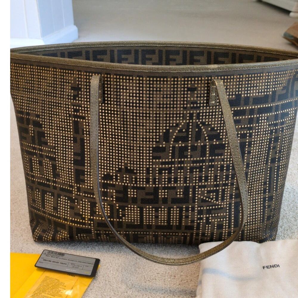 Fendi Large Studded Zucca Roll Tote